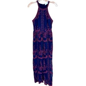 Altard State Embroidered Halter Sleeveless Maxi Dress, Small